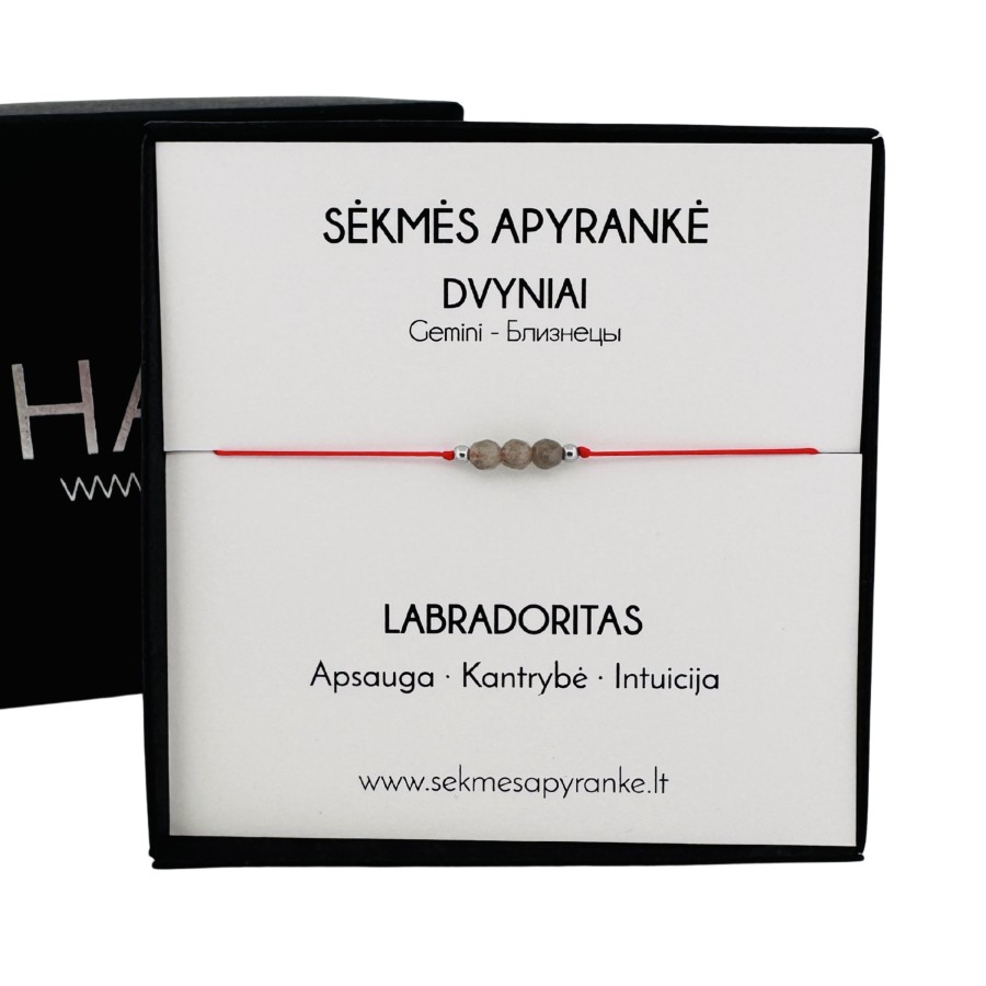 Sėkmės apyrankė DVYNIAMS • Labradoritas • Raudonas siūlas Sėkmės apyrankė DVYNIAMS • Labradoritas • Raudonas siūlas