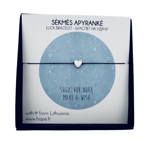 Sėkmės apyrankė MAKE A WISH ♡ juodas/raudonas siūlas