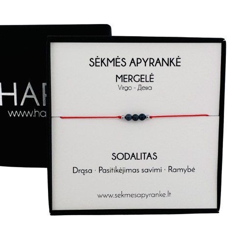 Sėkmės apyrankė MERGELEI • Sodalitas • Raudonas siūlas