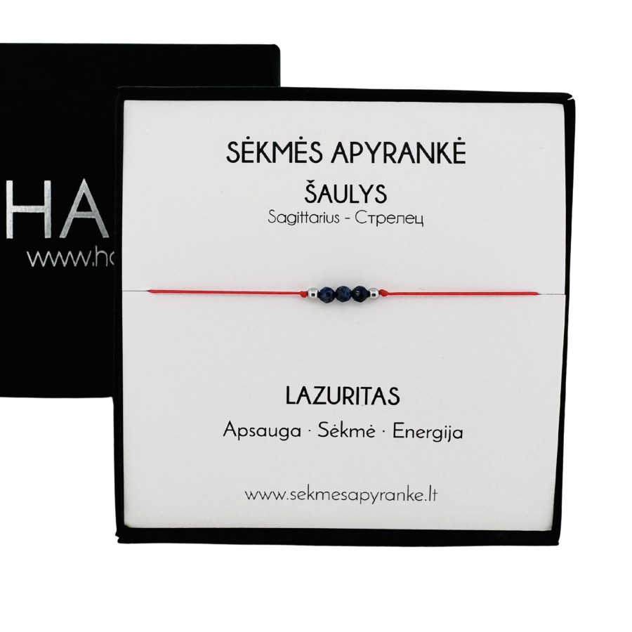 Sėkmės apyrankė ŠAULIUI • Lazuritas • Raudonas siūlas Sėkmės apyrankė ŠAULIUI • Lazuritas • Raudonas siūlas