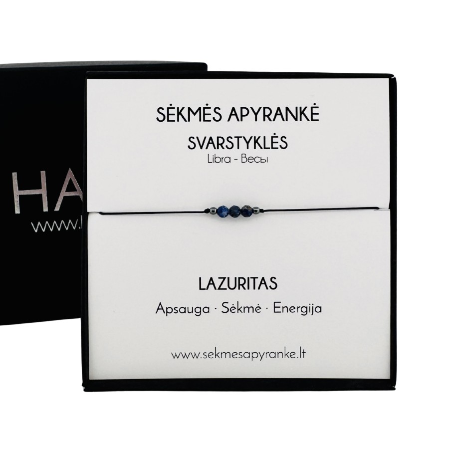 Sėkmės apyrankė SVARSTYKLĖMS • Lazuritas • Juodas siūlas Sėkmės apyrankė SVARSTYKLĖMS • Lazuritas • Juodas siūlas