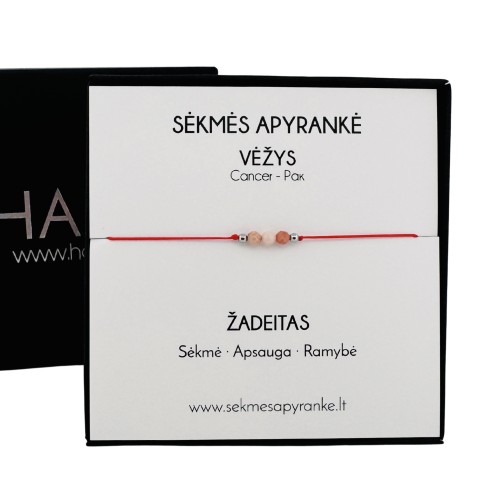 Sėkmės apyrankė VĖŽIUI • Žadeitas • Raudonas siūlas