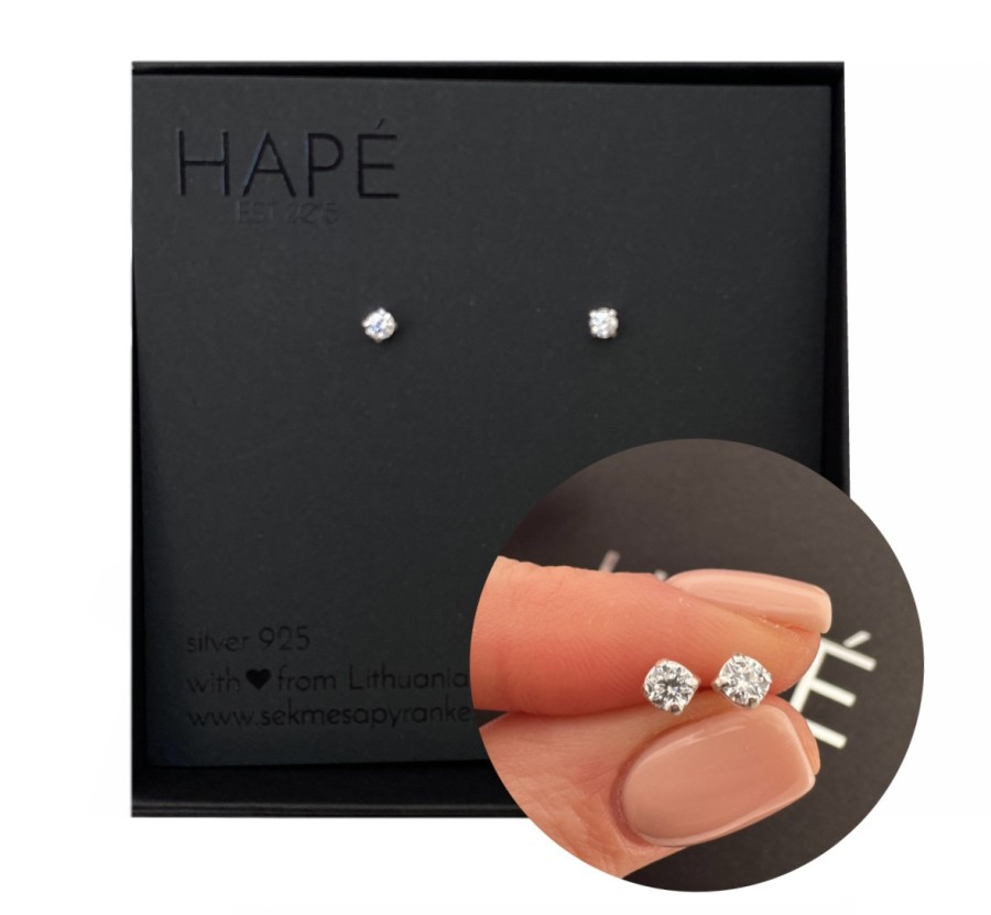 Sidabriniai auskarai su cirkonio akute