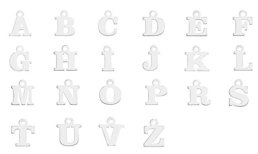 Sidabriniai pakabukai - pasirinkta raidė + mėnuliukas