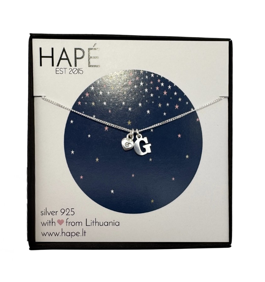 Sidabriniai pakabukai - pasirinkta raidė + širdutė