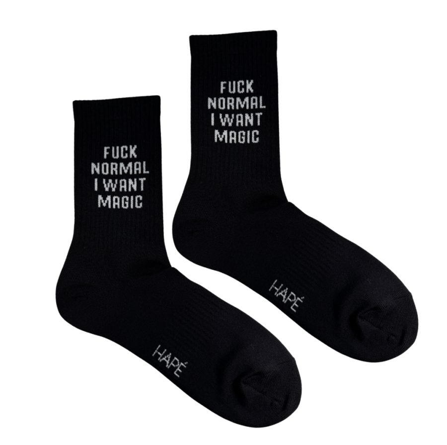 Kojinės F*CK NORMAL I WANT MAGIC, juodos