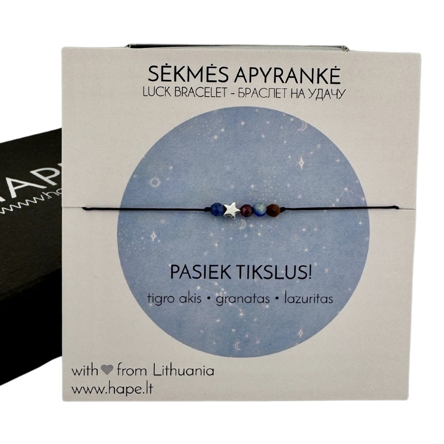 Sėkmės apyrankė "PASIEK TIKSLUS" TALISMANAS SU ☆ 