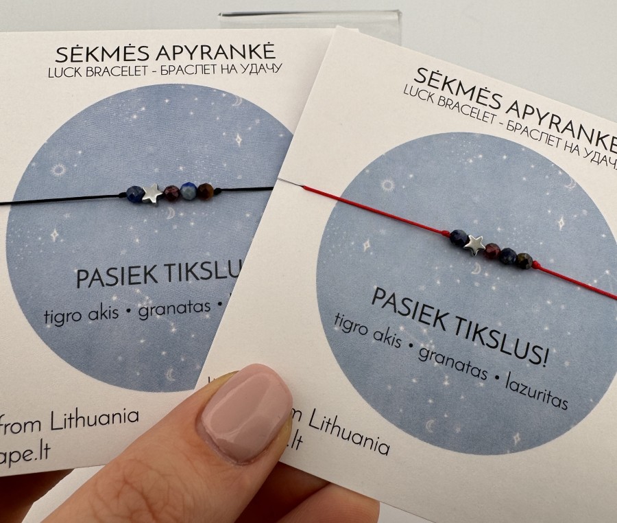 Sėkmės apyrankė "PASIEK TIKSLUS" TALISMANAS SU ☆ 