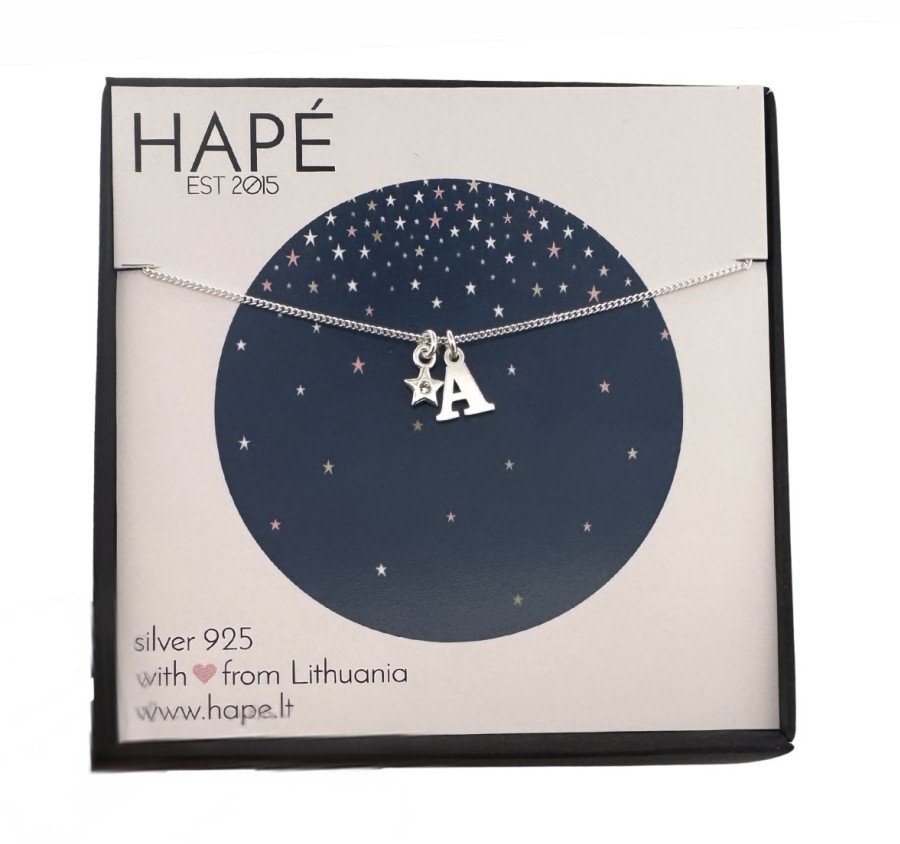 Sidabriniai pakabukai - pasirinkta raidė + žvaigždutė Sidabriniai pakabukai - pasirinkta raidė + žvaigždutė